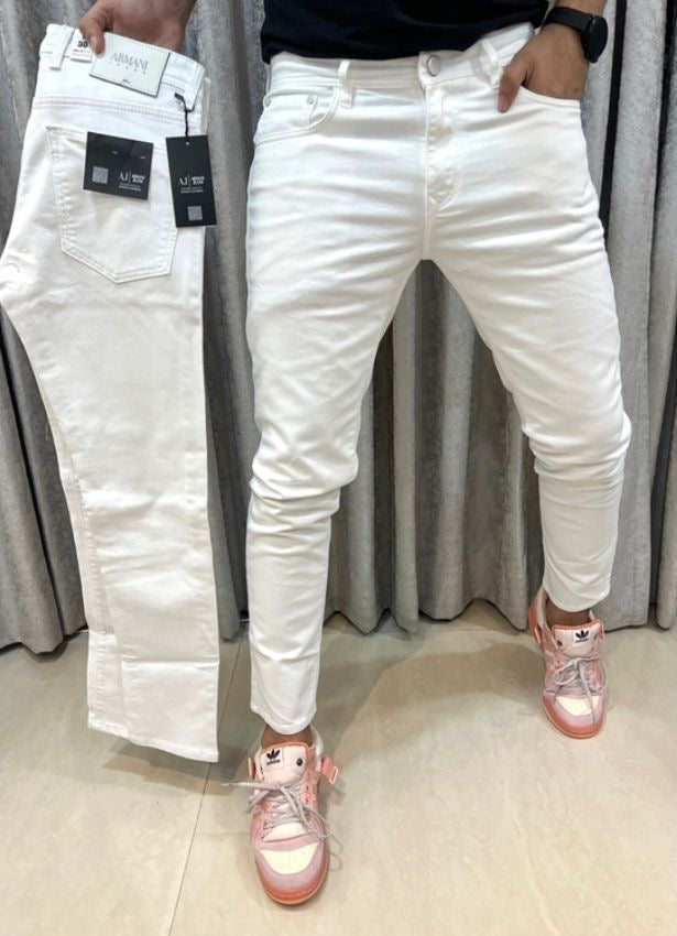 Armani Exchange White Premium Classic Hyperflex Denim