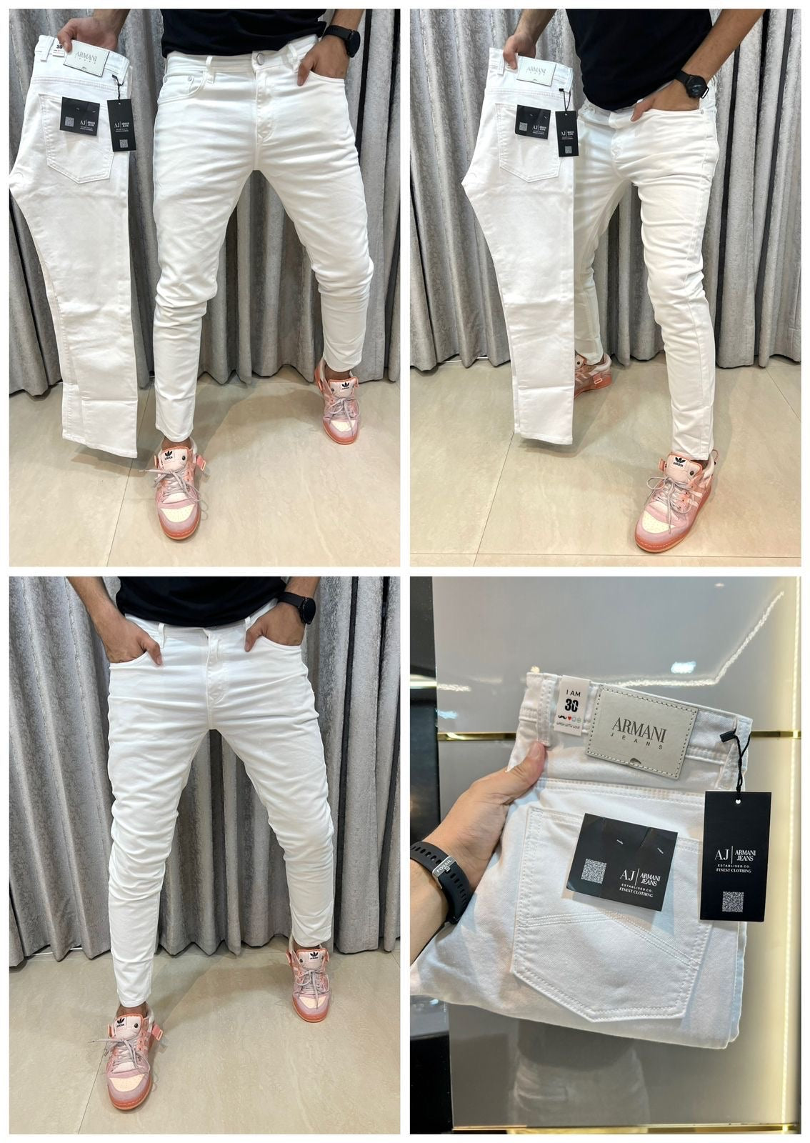 Armani Exchange White Premium Classic Hyperflex Denim