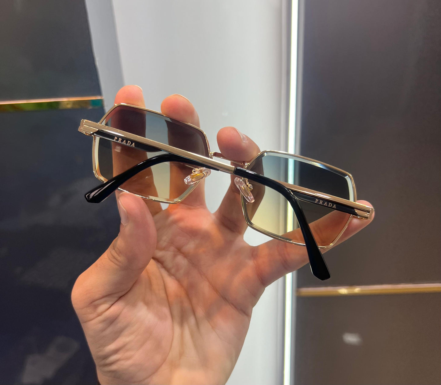 Prada Milano Gold Dual Metal Luxury Shade With Original Packing