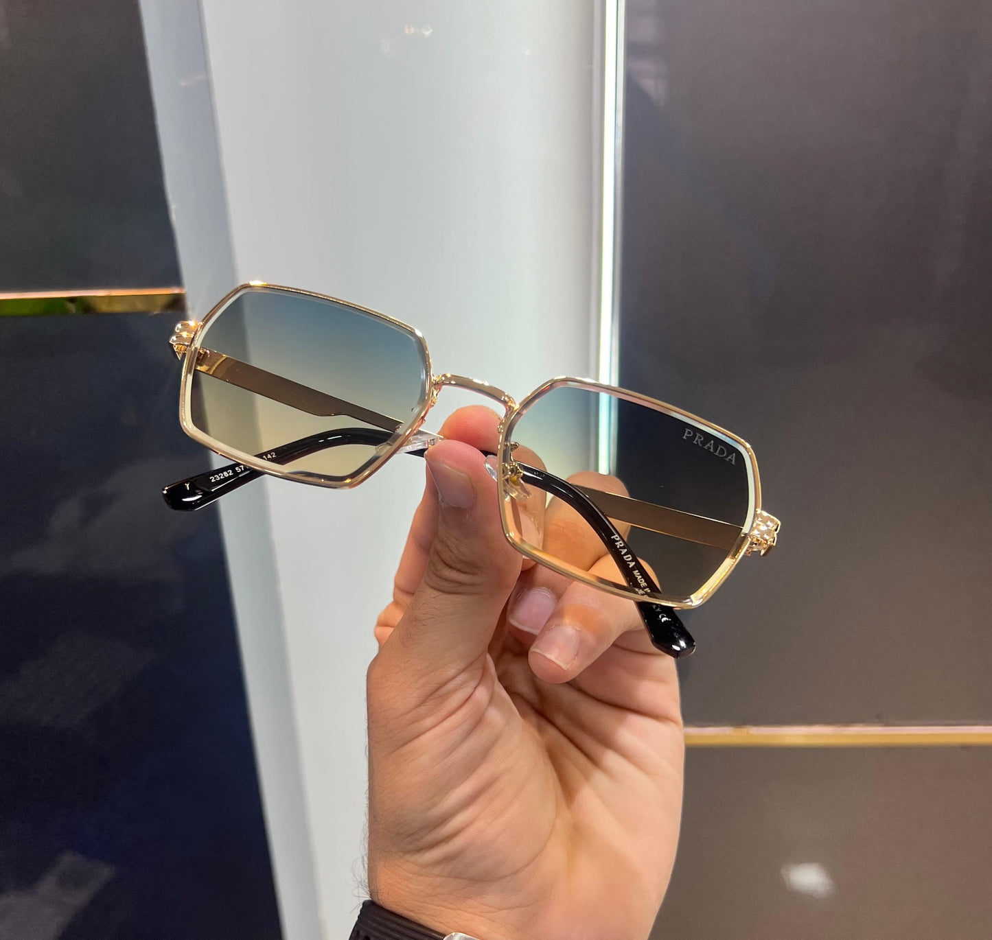Prada Milano Gold Dual Metal Luxury Shade With Original Packing