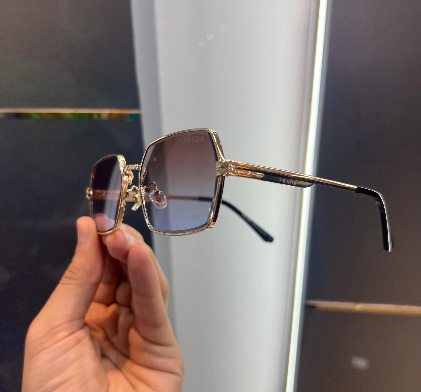 Prada Milano Gold Purple Dual Metal Luxury Shade With Original Packing