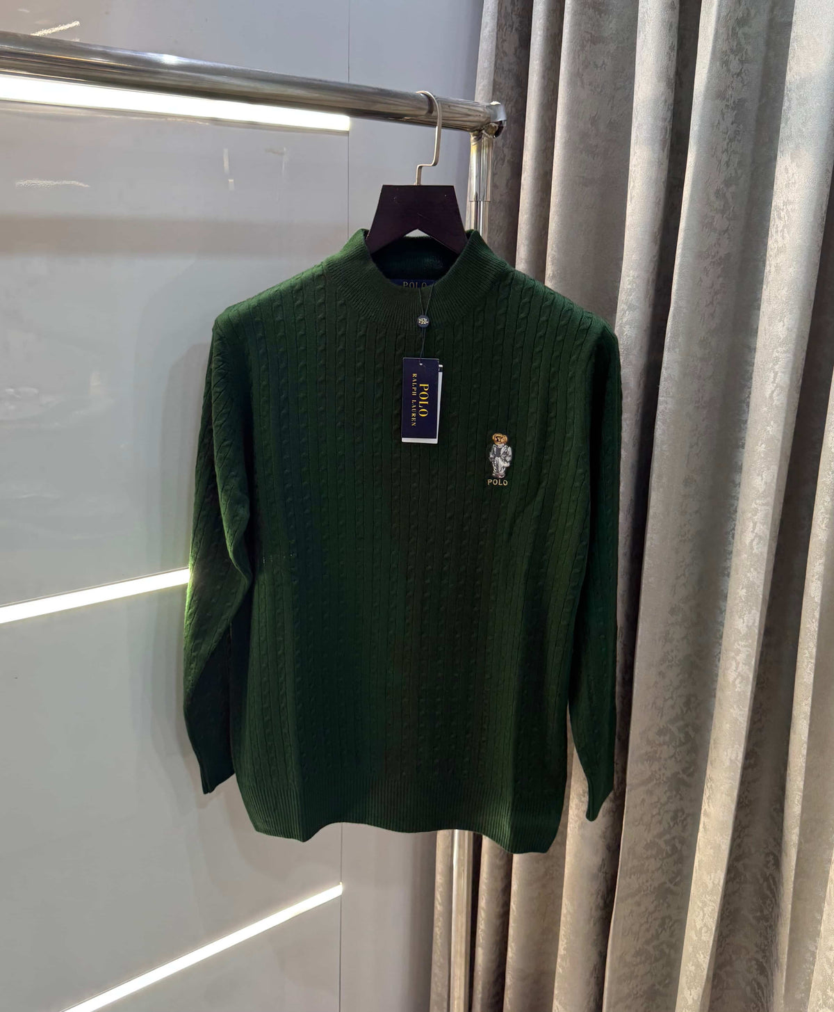 Ralph  Lauren Bottle Green Teddy Edition Knitted Pull Pver