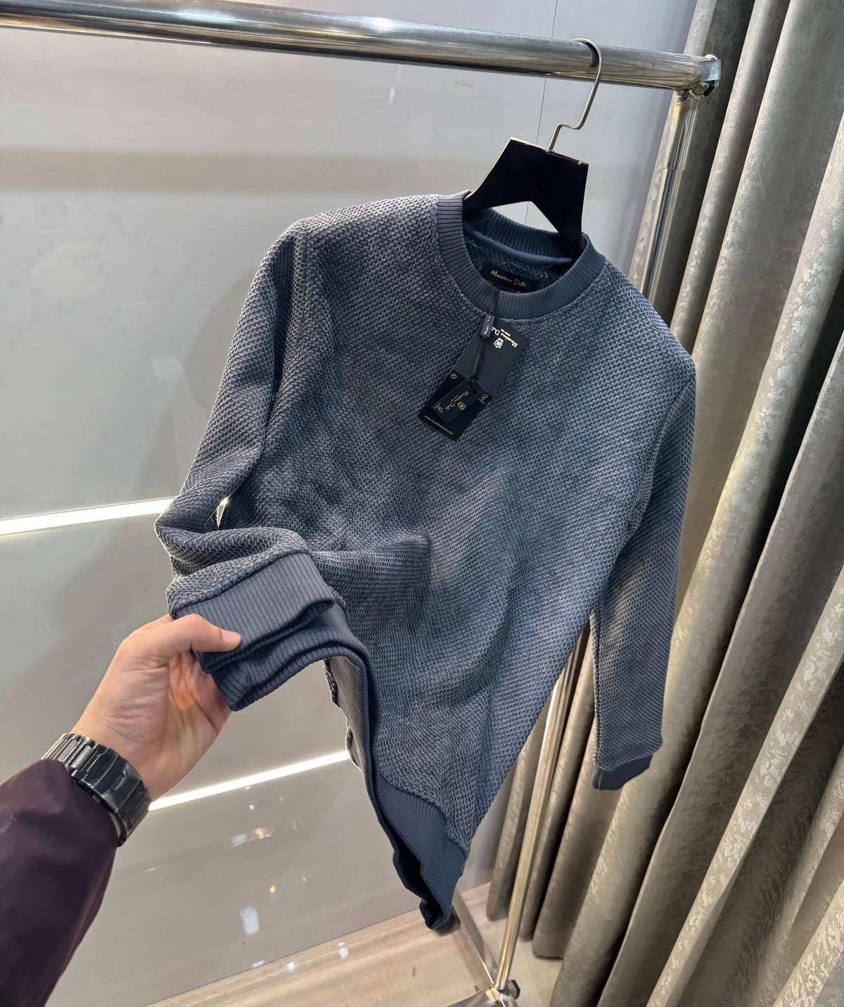 Mossim o Dutti Dark Grey Imported Knitted Pull Over