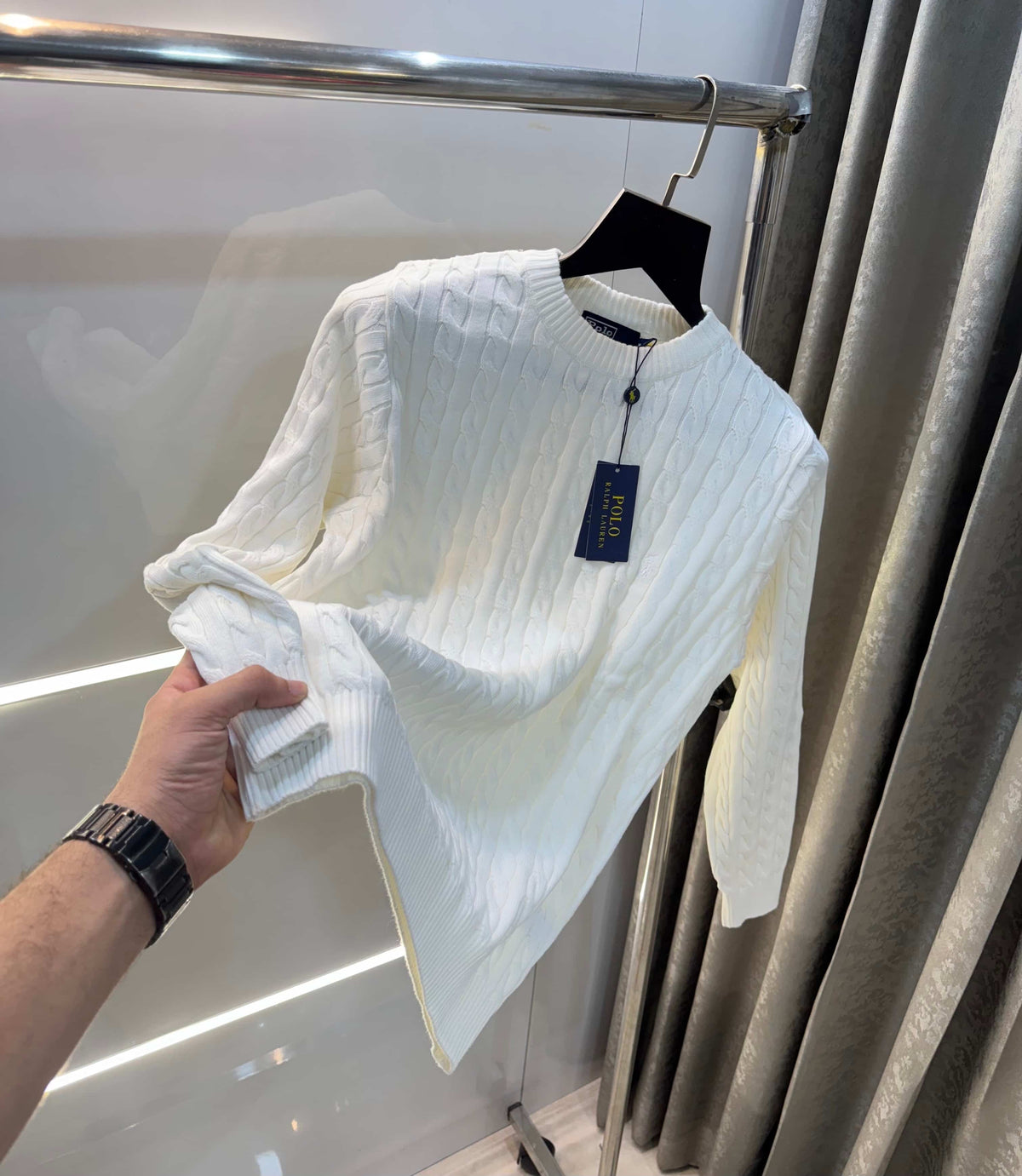 Ralph  Lauren White Knitted Imported Pull Over