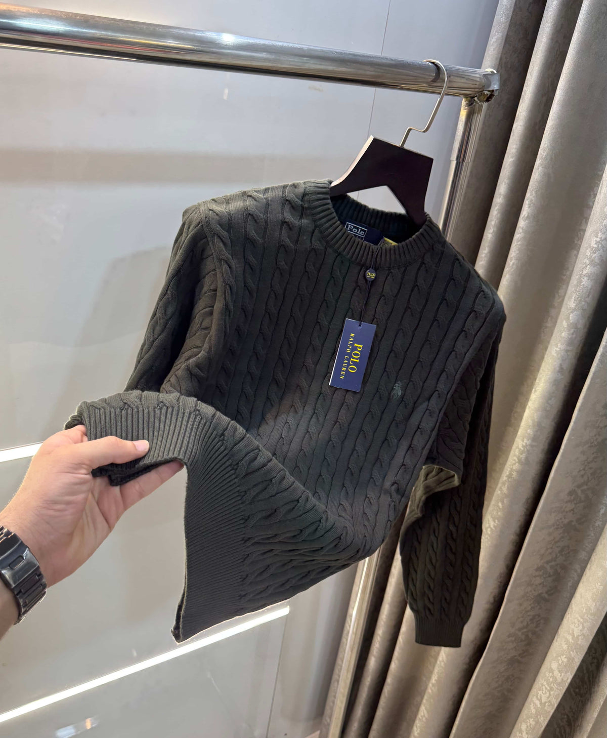 C Ralph  Lauren Olive Green Knitted Imported Pull Over