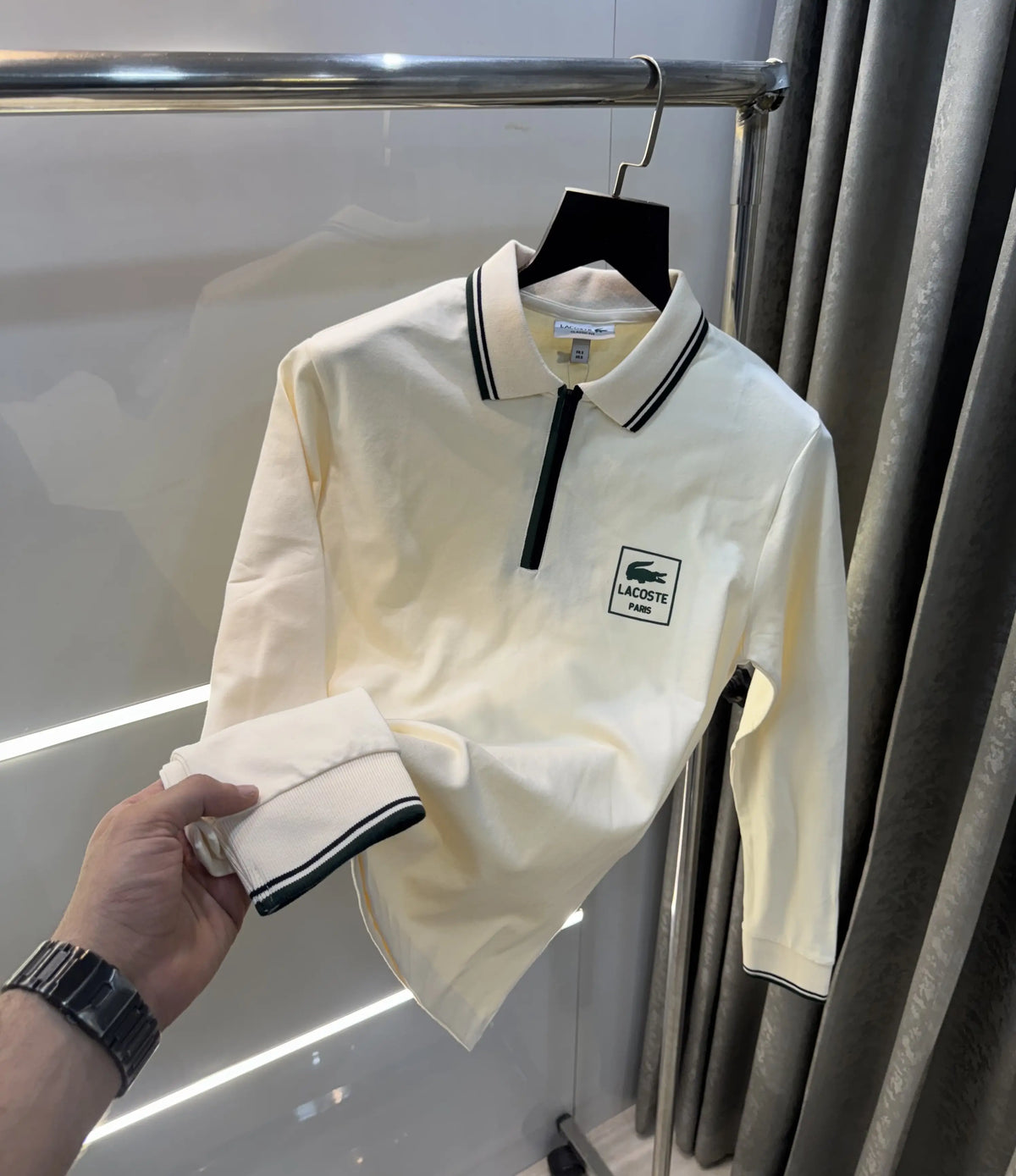 Lacost e cream  Premium Classic Full Sleeves Polo T-Shirt