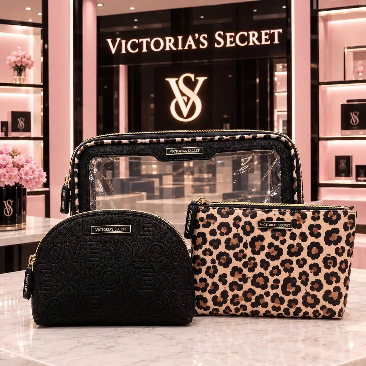 Victorias Secre t Premium Cosmetic Pouch Combo With Carry Bag vs220