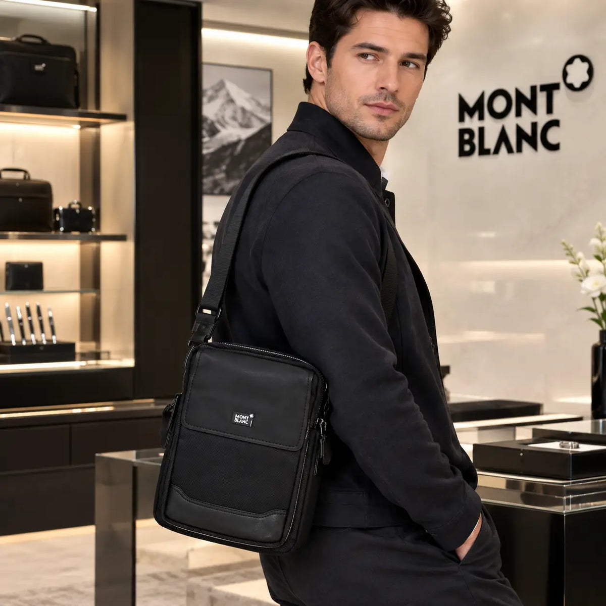 Mont Blan c Luxury Sling Bag Black mb222