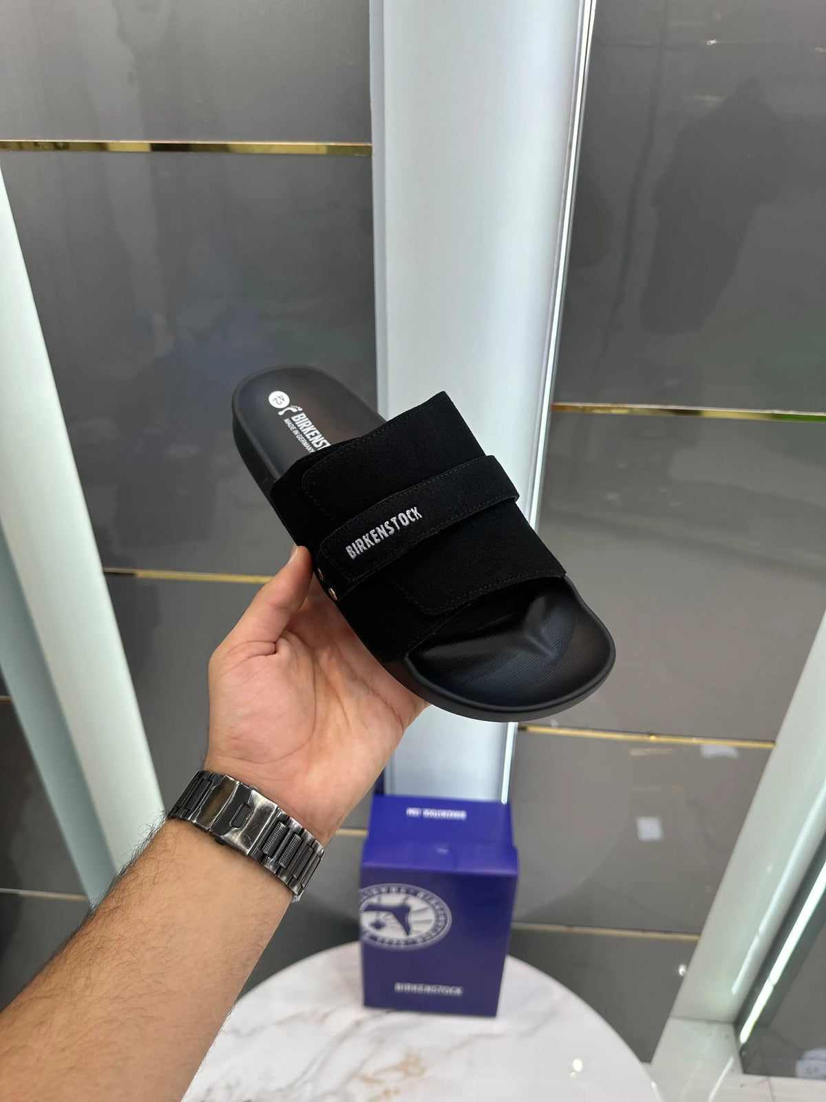 Birkenstock_Black Adjust Kyoto Nubuck Soft Slide For Men