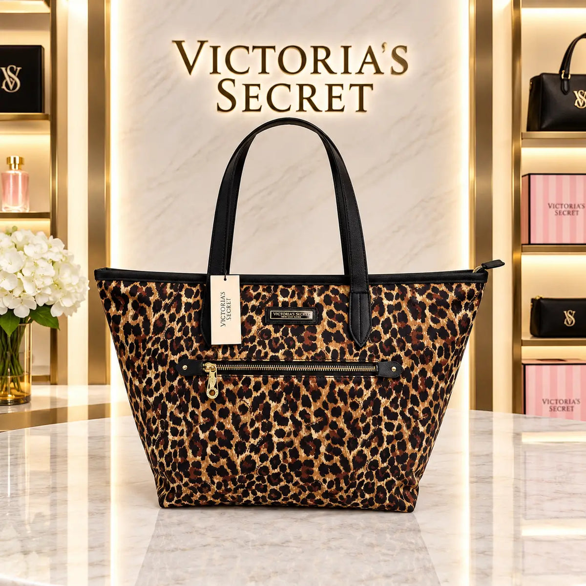 Victorias Secre t Luxury Tote Bag Leopard vs870