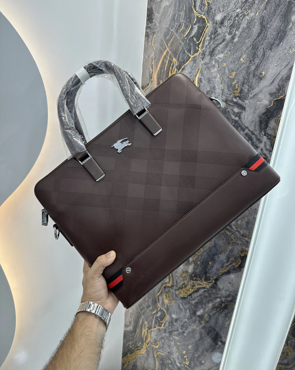 Burberr y Brown Luxury Premium Imported Laptop Bag