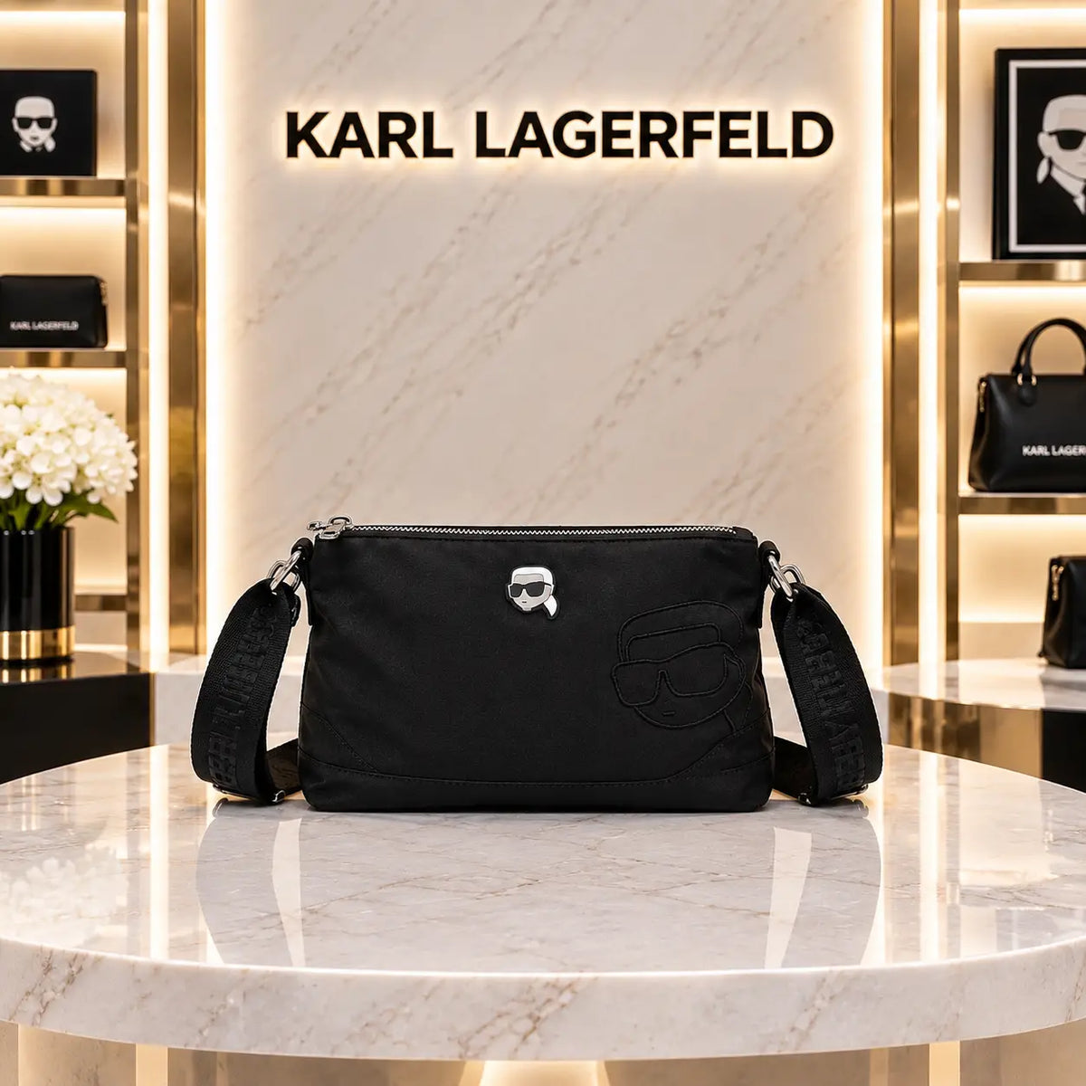 Karl Lagerfel d Luxury Sling Bag Black k98
