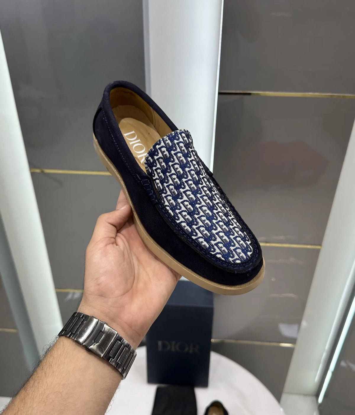 Dior_Monogram Blue Suede Leather Formal Loafer