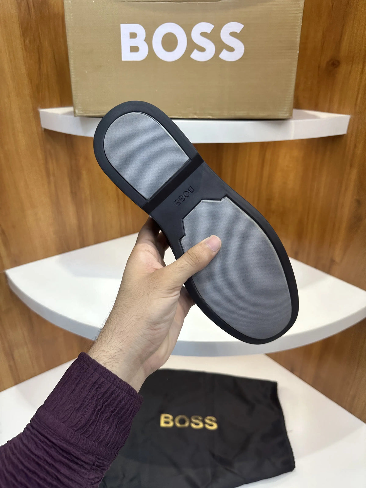 Hugo_Boss Black Metal Buckle Premium Leather Formal Loafers