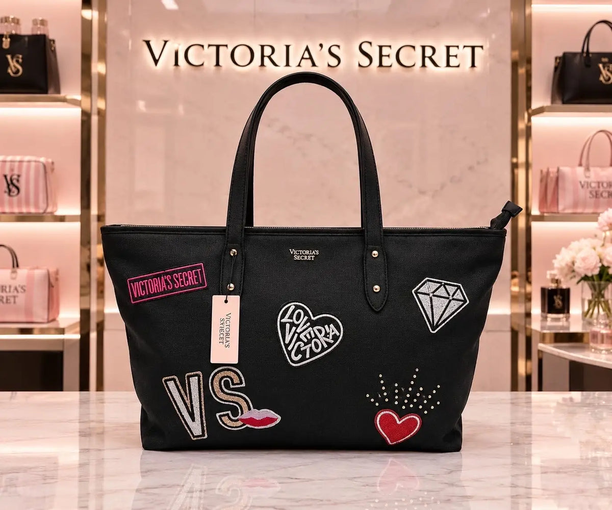 Victorias Secre t Luxury Tote Bag Black Leather vs7990