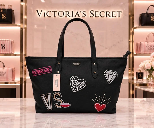 Victorias Secre t Luxury Tote Bag Black Leather vs7990