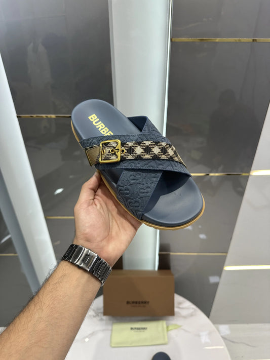 Burberry_Blue Cross Premium Monogram Luxury Slide For Men