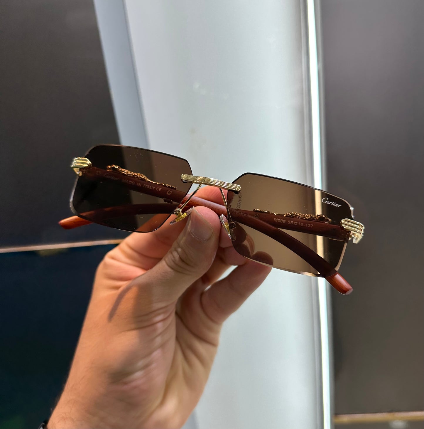 Cartier Brown Jaguar Designer Limited Edition Luxury Shade With Original Packing
