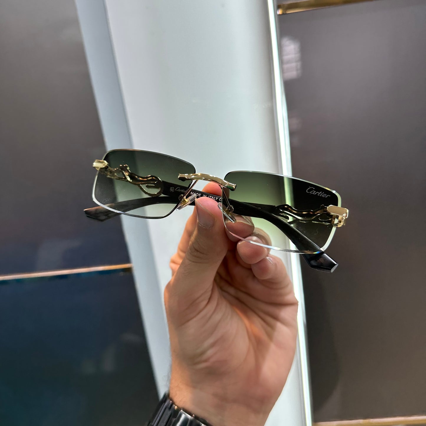 Cartier Green Jaguar Designer Limited Edition Luxury Shade With Original Packing