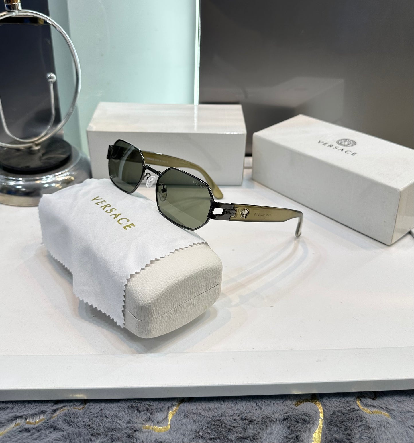 Versace Gun Green Allu Arujun Luxury Shade With Original Box Packing