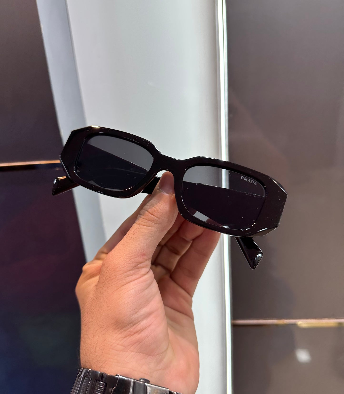 Prada Milano Black Metal Logo Limited Edition Luxury Shade With Original Packing