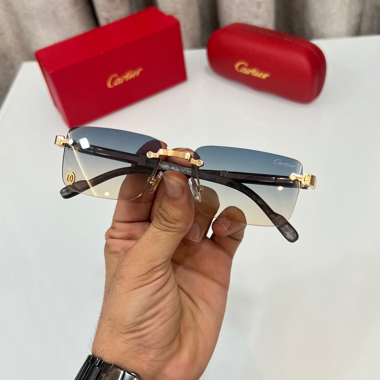 Cartier Blue Grey Luxury Shade With Original Packing