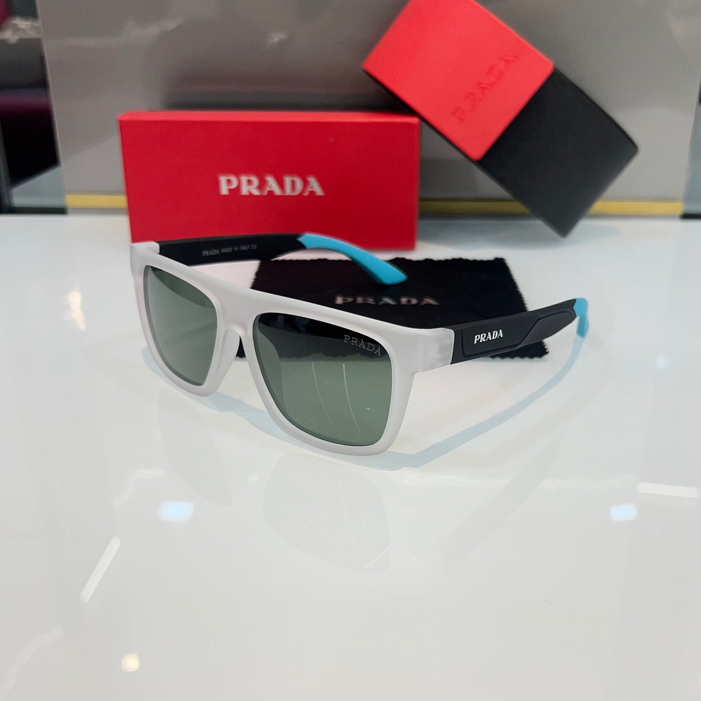 Prada Milano Mat Black White Luxury Shade With Original Packing