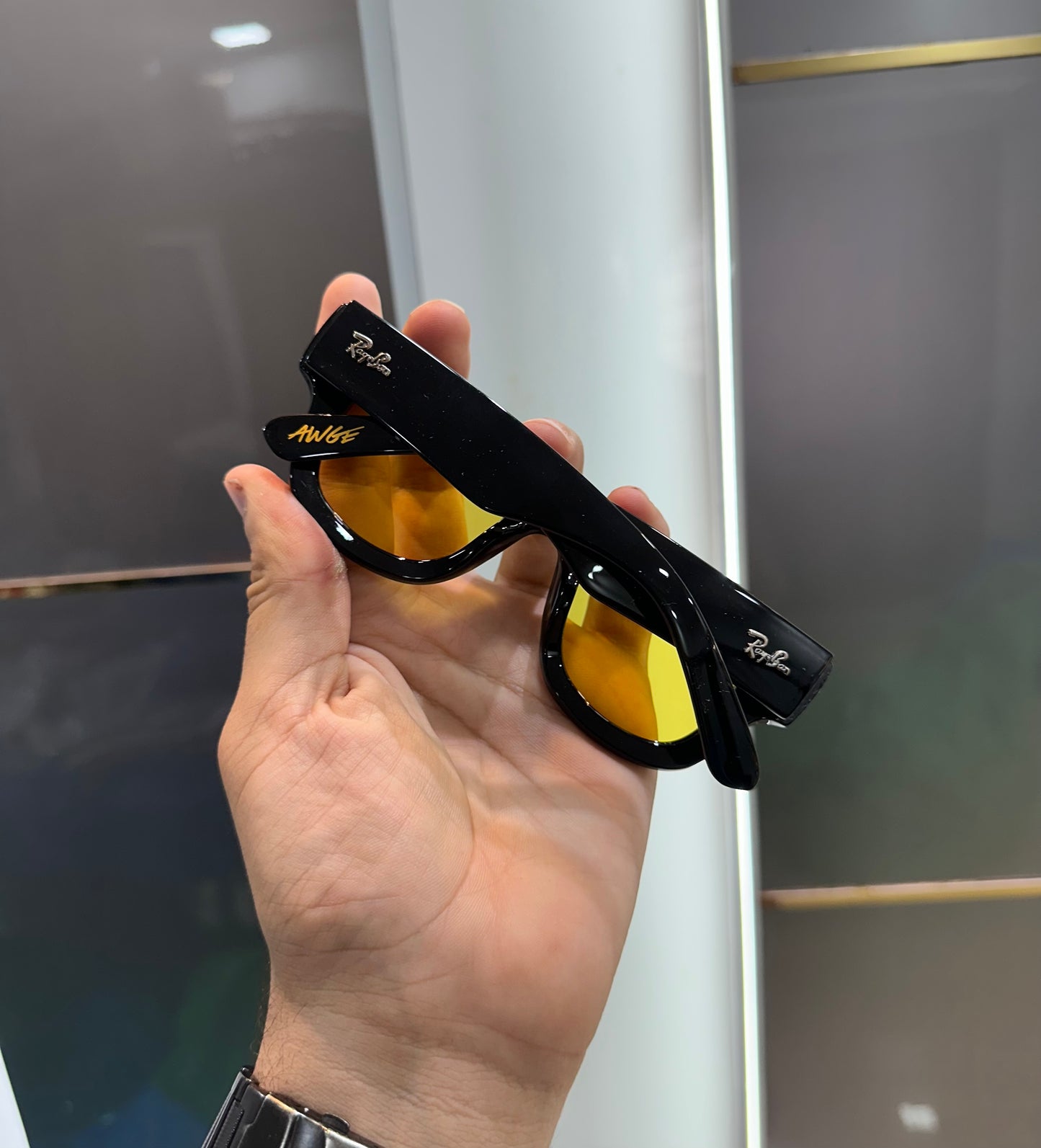 Ray Ban Mega Black Yellow Designer Limited Edition Luxury Shade With Original Packing