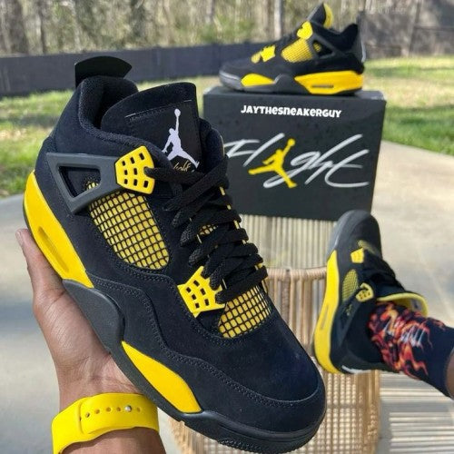 Air Jordan Retro 4 Thunder Yellow Premium Sneaker with Og Box
