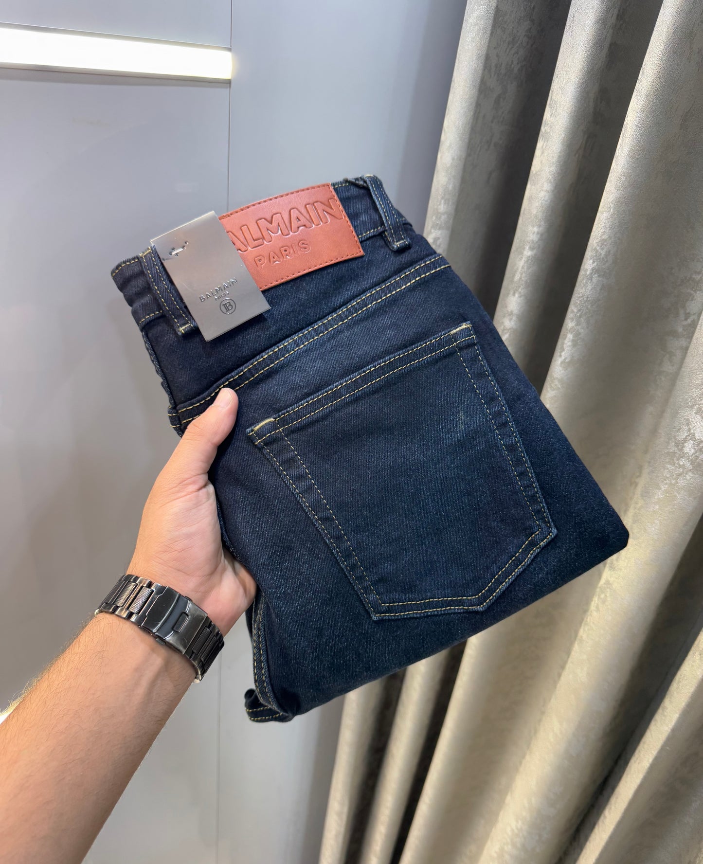 Balmain Paris Dark Blue Classic Imported Hyperflex Denim