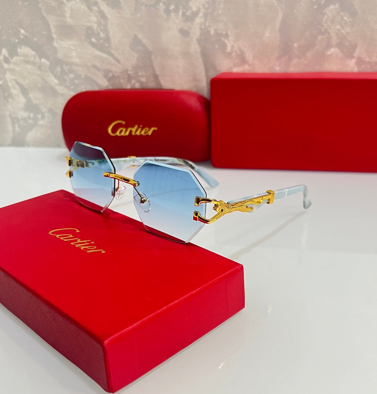 Cartier Sky Blue Honey Singh Edition Luxury Shade With Original Box Packing