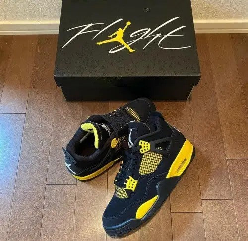 Air Jordan Retro 4 Thunder Yellow Premium Sneaker with Og Box