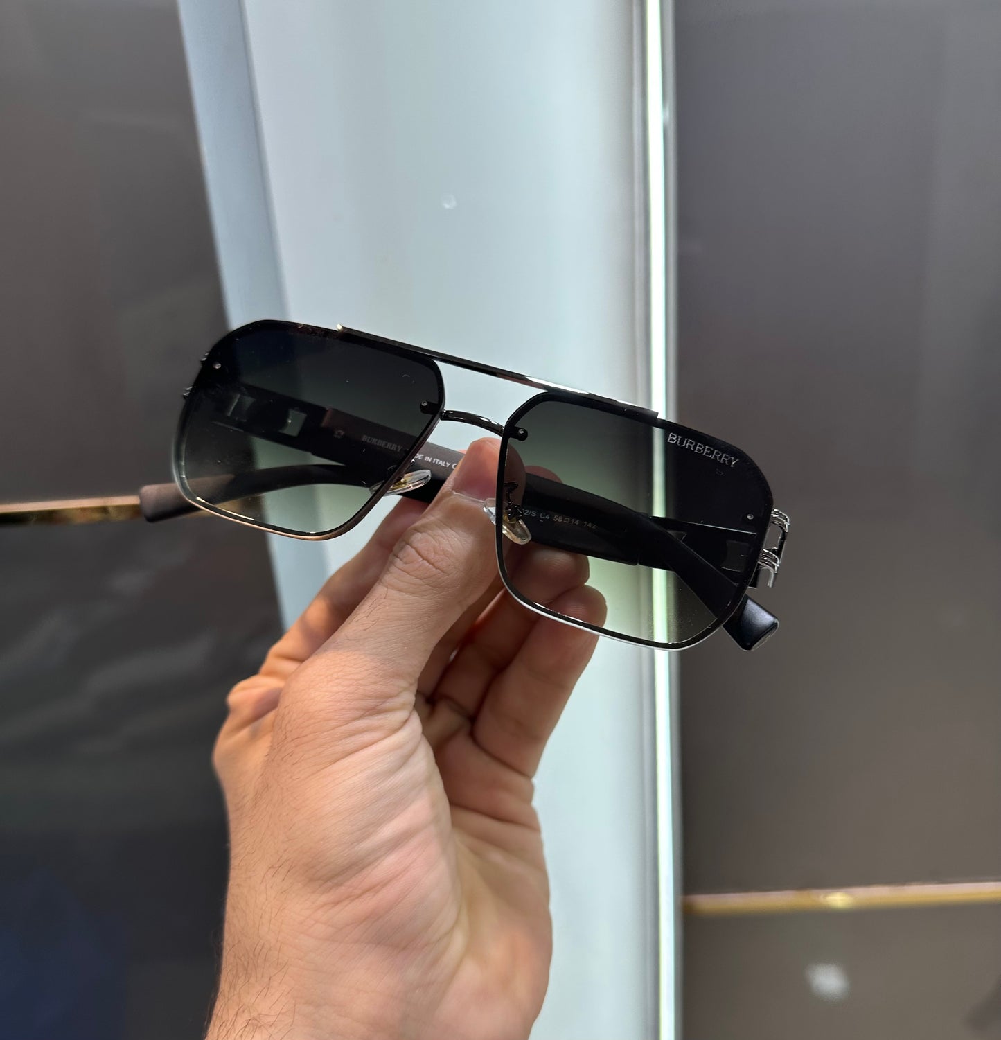 Burberry Gun Green Metal Luxury Shade With Original Packing