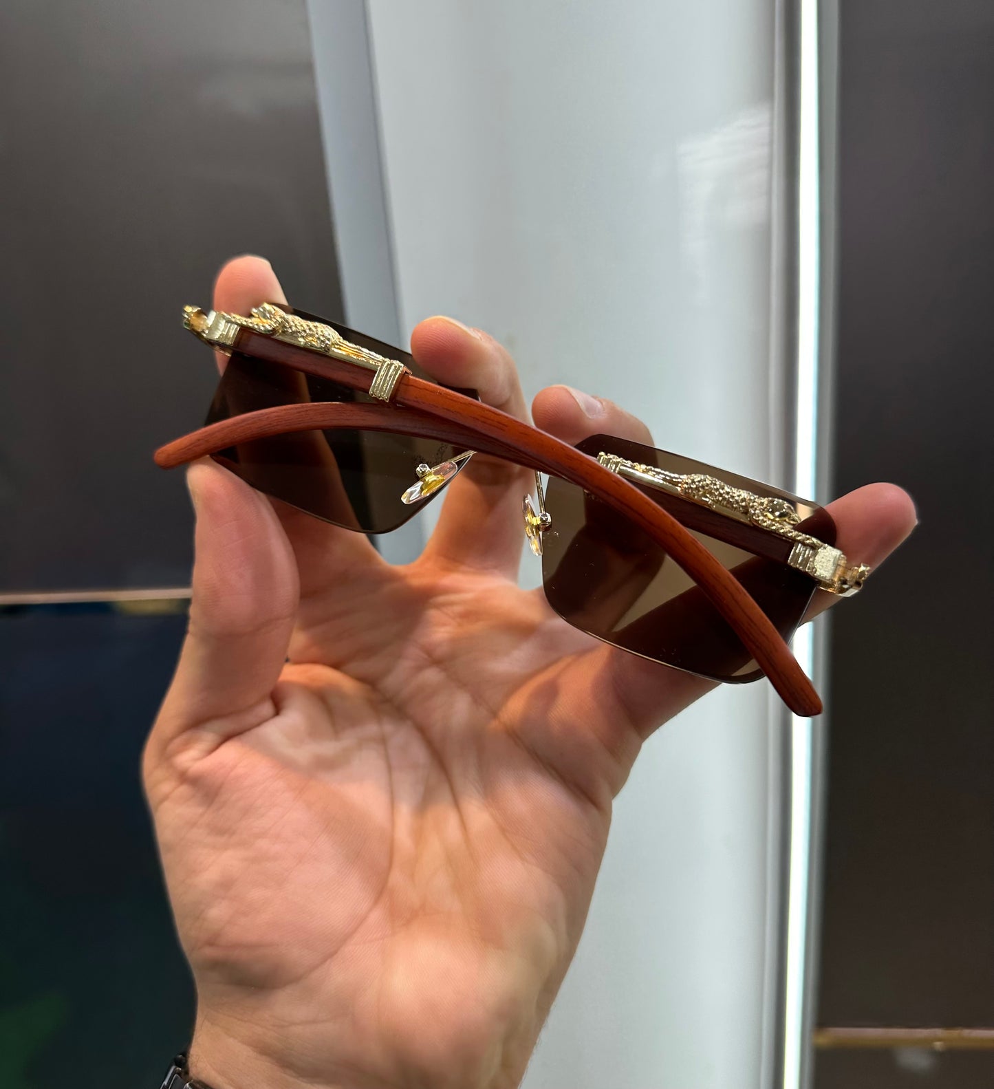 Cartier Brown Jaguar Designer Limited Edition Luxury Shade With Original Packing