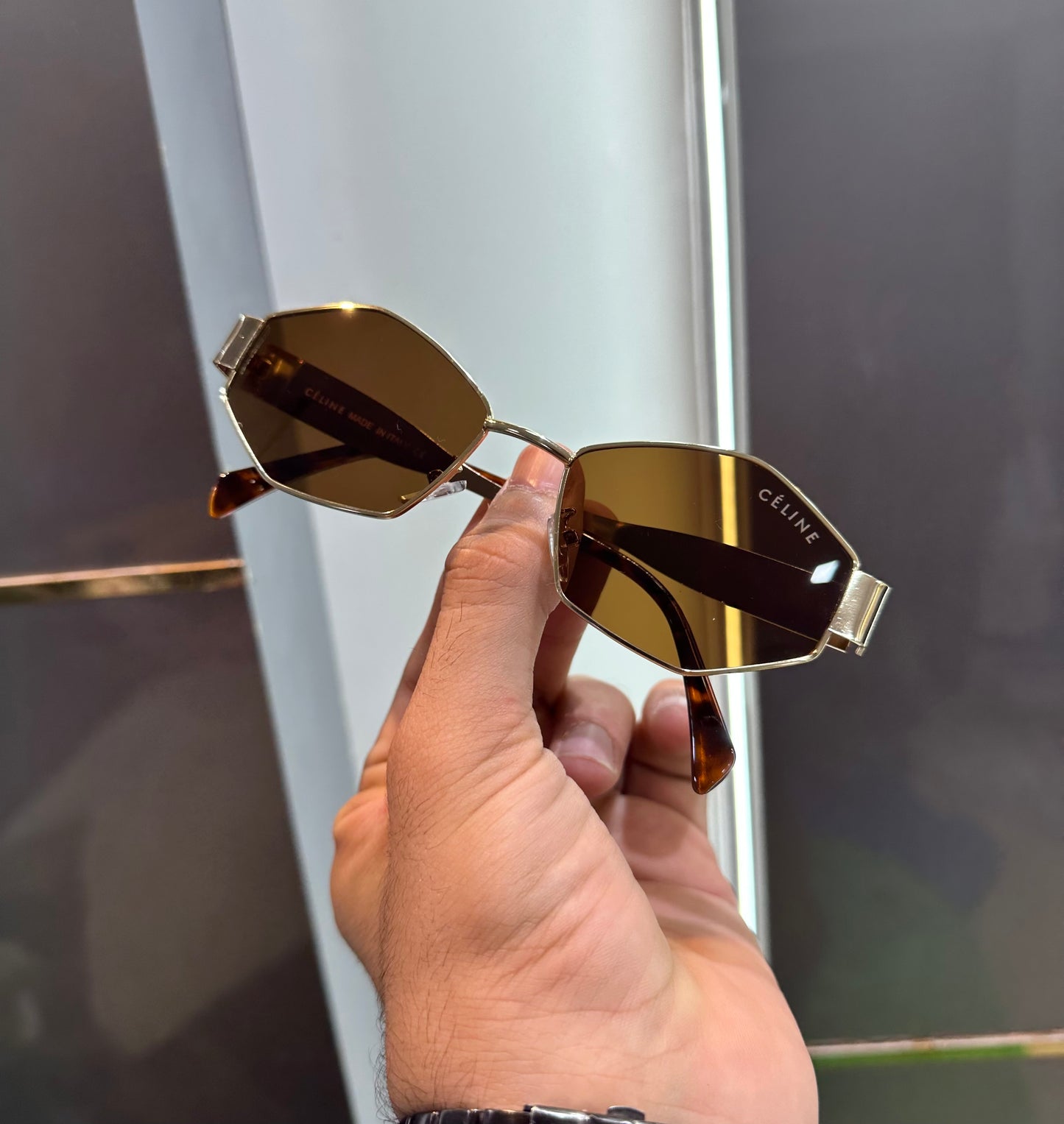 Celine Brown Gold Metal Limited Edition Luxury Shade With Original Packing