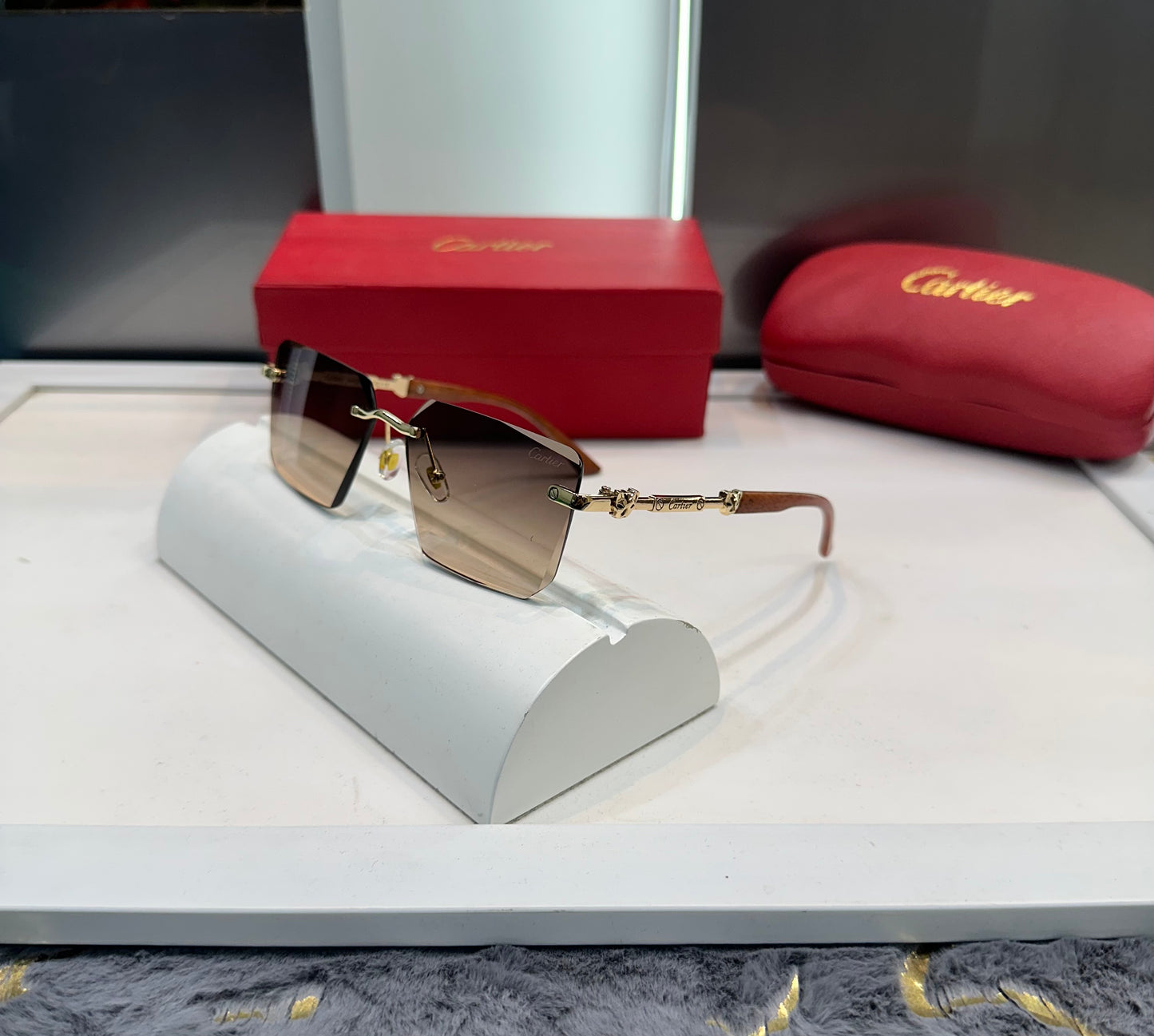 Cartier Brown Dual Designer Limited Edition Luxury Shade With Original Packing