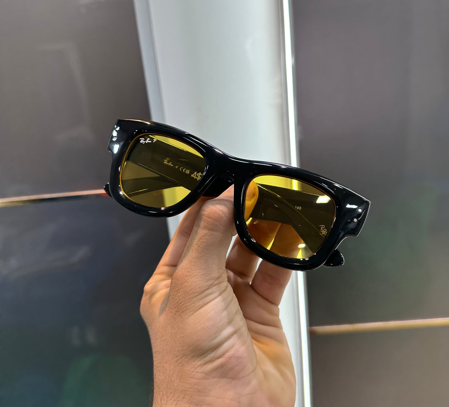Ray Ban Mega Black Yellow Designer Limited Edition Luxury Shade With Original Packing