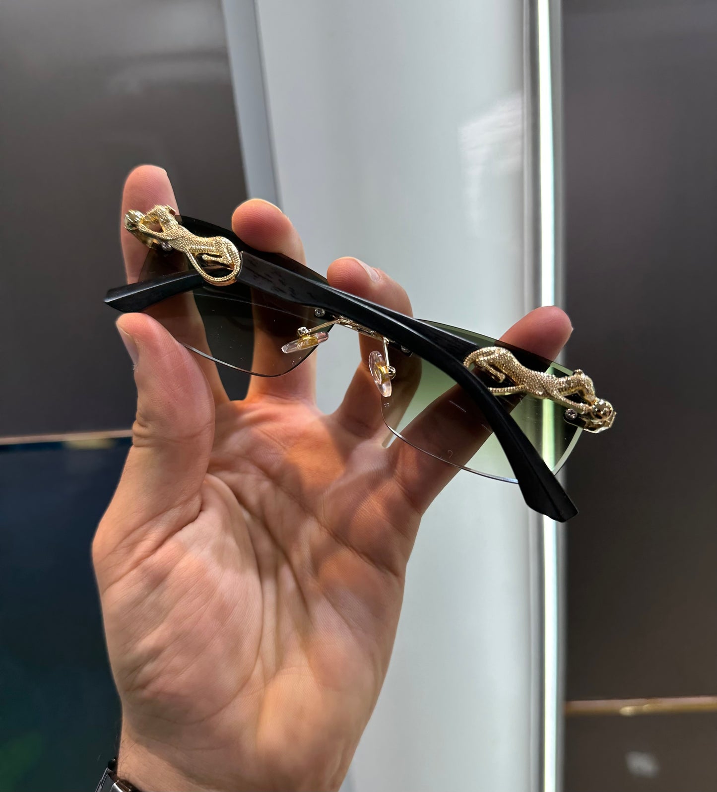 Cartier Green Jaguar Designer Limited Edition Luxury Shade With Original Packing