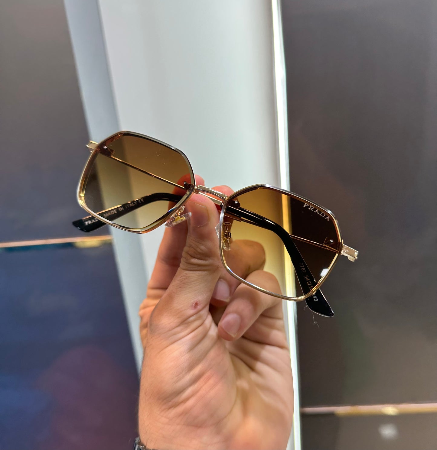 Prada Milano Brown Metal Limited Edition Luxury Shade With Original Packing