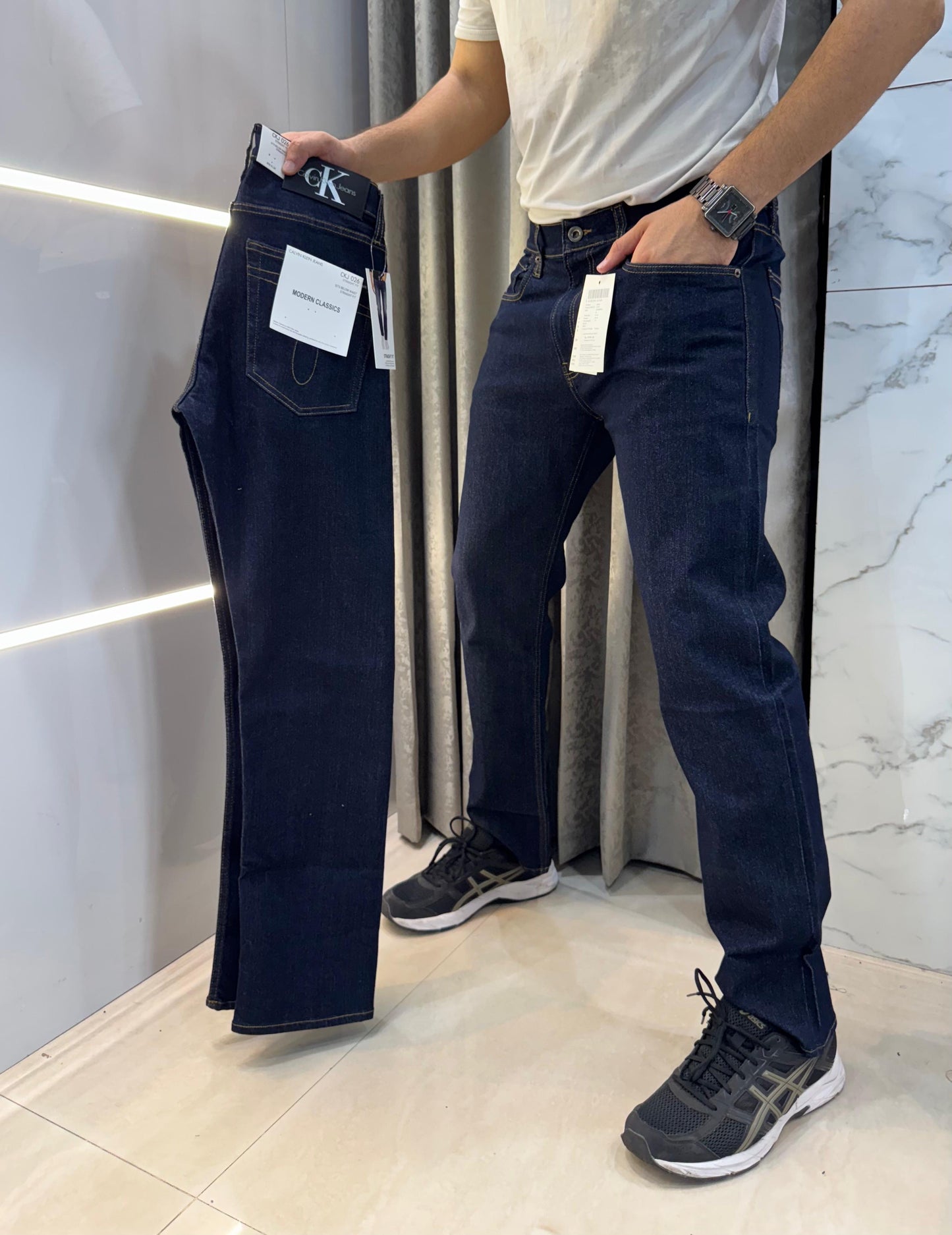 Calvin Klein Blue Raw Wash Premium Classic Hyperflex Denim