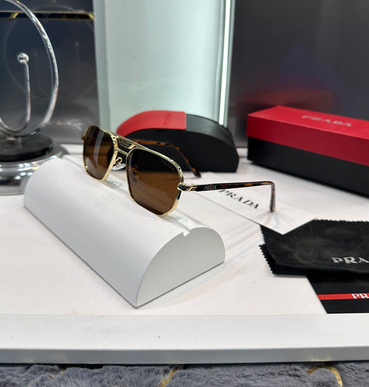 Prada Milano Brown Gold Luxury Shade With Original Box Packing