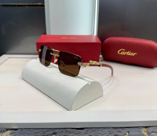 Cartier Brown Jaguar Designer Limited Edition Luxury Shade With Original Packing